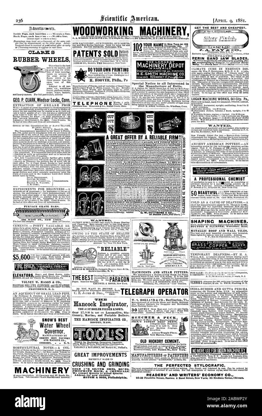 Ottenere la migliore e più conveniente. Il più grande deposito di macchinari macchine STANDARD PER TUTTI GLI SCOPI. H.E.SMITH MACHINE CO. GEO. P. CLARK Windsor Locks Conn.. Forno sbarre di grata. 2 $YOLNEY 5600 W. MASON & CO. La provvidenza R. I. SNOW'S BEST ruota di acqua governatore COHOES Fonderia di ferro E MACHINE CO. Macchinari Baldwinsville N. Y. Hancock Inspirator il miglior caldaia noto alimentatore. presenti molte caratteristiche rivoluzionarie marini e caldaie portatile. BOSTON MASS. Grandi miglioramenti di frantumazione e macinazione di indirizzo per la nuova BAVOli circolare & Figli di Philadelphia. Avviso speciale a tutti gli interessati di macchinisti e montatori di vapore. OLD HICKORY CEMENTO. j. FAY Foto Stock