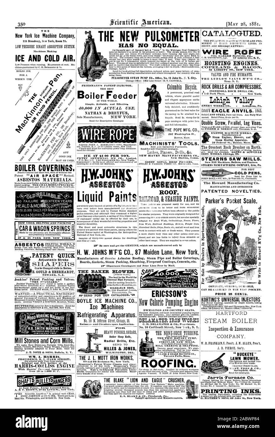 New York Ice Machine Company non ha eguali. LP' illustrato i cataloghi e il ghiaccio e aria fredda. Rivestimenti di caldaia. Presenza di materiali contenenti amianto. g Auto & carro brevetto molle rapida corsa regolabile SHAT) E. GOULD & EBERHARDT PROVVIDENZA R. I. (PARK STREET) originale e unica artefice del con Harris miglioramenti brevettato da 10 a 1000 H. 1'. Alimentatore caldaia 40000 IN USO. NATHAN & DREYFUS SES se 4 vernici liquide il panettiere del ventilatore. Carbone di legna di altiforni. WILBRAHAM BROS le macchine per il ghiaccio Apparato di refrigerazione. Le stime e le circolari al momento dell'applicazione. Il J. L. MOTT Iron Works Demstrest brevetto dell acqua Foto Stock