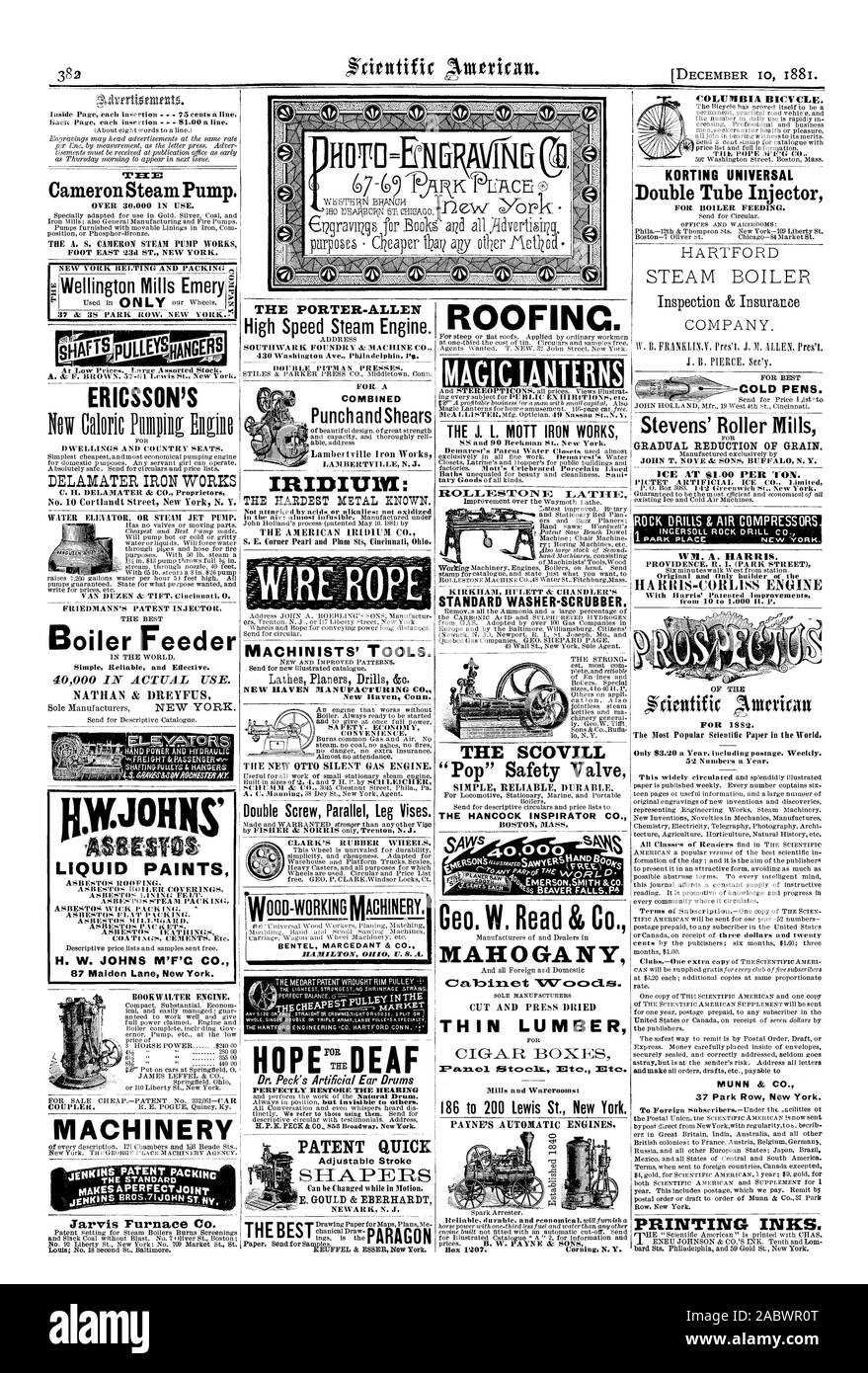 Cameron pompa a vapore. Macchinari lo sTANDARD mAKESAPERFECTJOINT Jarvis forno Co. Macchinisti di strumenti". NEW HAVEN Manufacturing Co. New Haven, Connecticut. Lavorazione del legno RICHINERY Dr. Peck dell orecchio artificiale perfettamente i tamburi di ripristinare il Brevetto dell'udito rapida corsa regolabile SHAPERS E. GOULD & EBERHARDT copertura. Lanterne magiche del J. L. MOTT IRON WORKS KIRKHAM HULETT & CHANDLER LA RONDELLA STANDARD-depuratore. Stevens' mulini a rulli la graduale riduzione dei grani. Ghiaccio a 1,00 € per tonnellata. WM. A. Harris. La provvidenza R. I. (PARK STREET) HARR1S-CORLISS frotn motore 10 a 1000 H. P. DEL 83.20 solo un anno comprese spese di spedizione Foto Stock