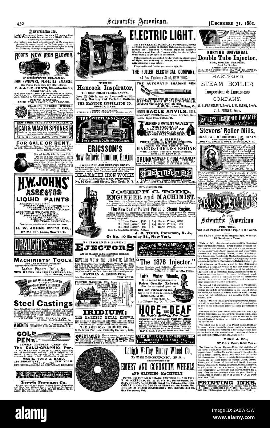 Ferro da stiro rivoltelle perfettamente equilibrata ha un minor numero di parti rispetto a qualsiasi altra soffiante. P. H. & F. M. RADICI Produttori gICAR &carro molle 37 & 3S PARK ROW NEW YORK in vendita o in affitto. Il minerale FINJOHNS TOI vernici liquide. 87 Maiden Lane New York. Getti di acciaio Le calli-CRAPHIC penna. MABIE TODD & BARD. Jarvis forno Co. PENs. w.estensione copimxrrxylm SWAN ST. BUFFALO NY. Potenza .044 $150 di alimentazione di potenza 245 290 1 Cavallo 2 Cavallo 3 cavallo 1% potenza cavalli $190 2% potenza cavalli 275 4 cavallo di potenza 350 Hancock Inspirator il miglior caldaia noto alimentatore. presenti molte caratteristiche rivoluzionarie marini e caldaie portatile. HANCOCK INSEIRATOR CO. L'AUTOMATICO Foto Stock