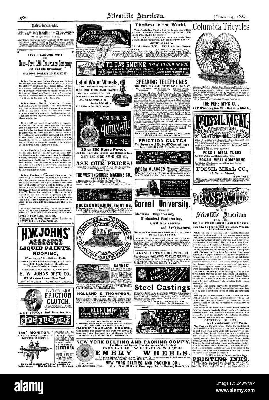 È una buona compagnia per assicurare a. È un liberale e società progressiva. perdite di solito alcuna brusca della depressione dei prezzi dei titoli niente panico no hard times né tutti questi possono essere combinati in modo tale da ridurre la sua eccedenza come seriamente a mettere in imbarazzo il com pany. MORRIS FRANKLIN Presidente. WILLIAM H. BIRRE Vicepresidente & attuario. HENRY TUCK 2d vicepresidente. 0 vernici liquide. ROOFINC ing mulino guarnizioni scheda Guaine ignifughe cemento rivestimenti &c. H. W. JOHNS M'F'G 87 Maiden Lane New York. . Frizione ad attrito. pULLEYSH ANGPS L' MONITOR.' INIETTORE DI SOLLEVAMENTO. Il brevetto Lo Micr brIesitorm ecc. NATHAN Foto Stock