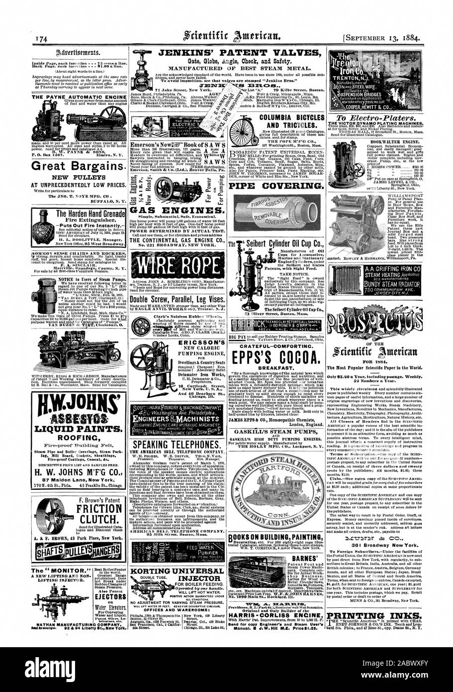 JENKINS' brevetto porta valvole di angolo di globo di controllo e sicurezza. Settori manifatturiero A.CTURED DELLE MIGLIORI il vapore di metallo. Il PAYNE ENCINE AUTOMATICO B. W. PAYNE & SONS nuove pulegge a straordinariamente bassi prezzi. Il JNO. T. NOYE MFG. CO BUFFAL N. Y. Harden Hand Grenade estintore. -Mette fuori fuoco istantaneamente II. L. DOOLITTLE Manager. F. A. sINULAIR Mottville II "Adamo" County N. Y. VAN UZEN & !PIET Cincinnati O. IINJOHNS' asini-US vernici liquide. Coperture ignifughe feltro edificio ing mulino guarnizioni scheda guaine 87 Maiden Lane New York: frizione ad attrito. Inviare per illustrato Cata logue e foglio di sconto t migliori Foto Stock