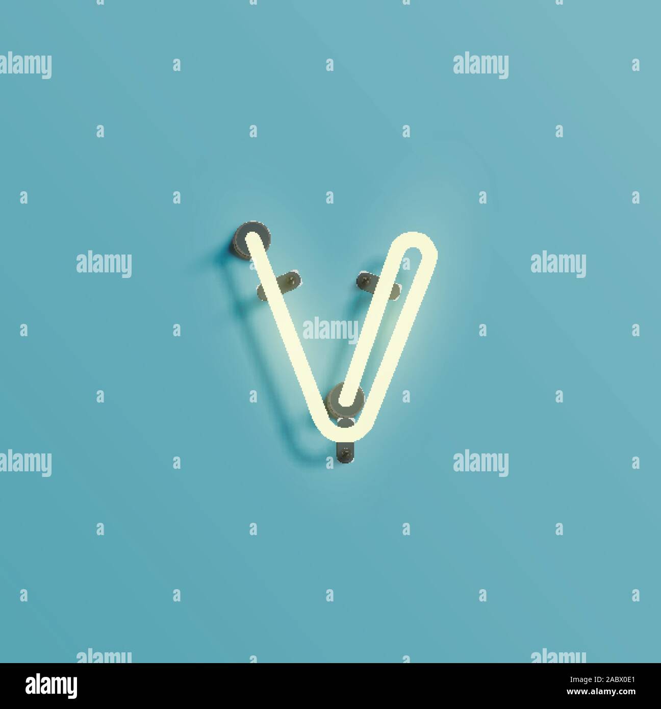 Neon realistico carattere da un fontset, vettore Illustrazione Vettoriale