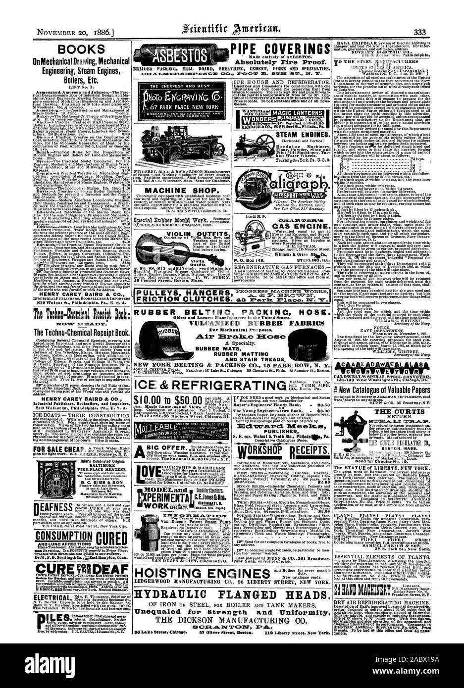Novità elettrico 5C DK Locust stn. Philadelphia. rrio "I PRODUTTORI DI ACCIAIO Nat!. CALDWELLS CALDWELL a spirale del trasportatore in acciaio 131-133 West Washington St. Chicag III. Nuovo catalogo di preziosi documenti la curtis di vapore di ritorno di massa di Boston la statua della libertà di NEW YORK. Aria secca macchina frigorifera. che mostra in pianta e in alzato laterale dell'apparecchiatura. sono diagrammi esplicativi delle sue prestazioni. Contenute in concessionario& libri su disegno meccanico Ingegneria Meccanica Motori a vapore caldaie ecc. HENRY CAREY BAIRD & CO. 810 Noce San Philadelphia Pa. U. S. A. Th: Tichn-Cluical Illnipt holt: Foto Stock