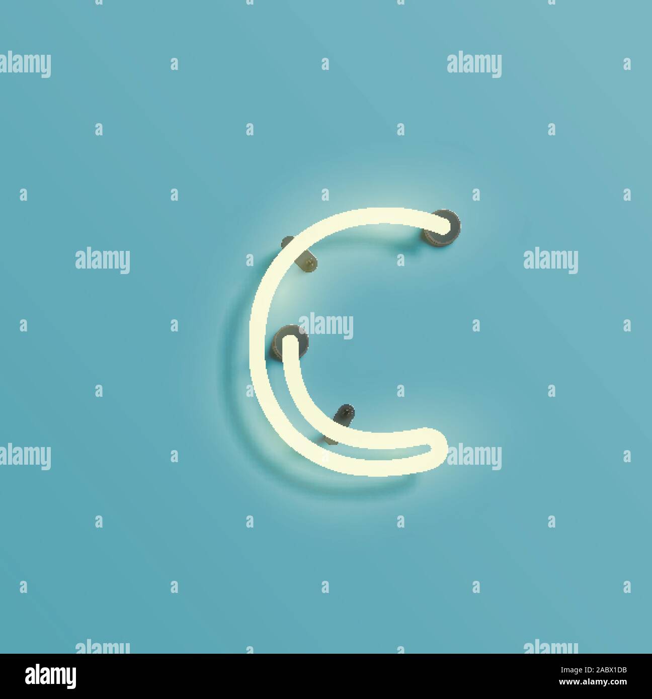 Neon realistico carattere da un fontset, vettore Illustrazione Vettoriale