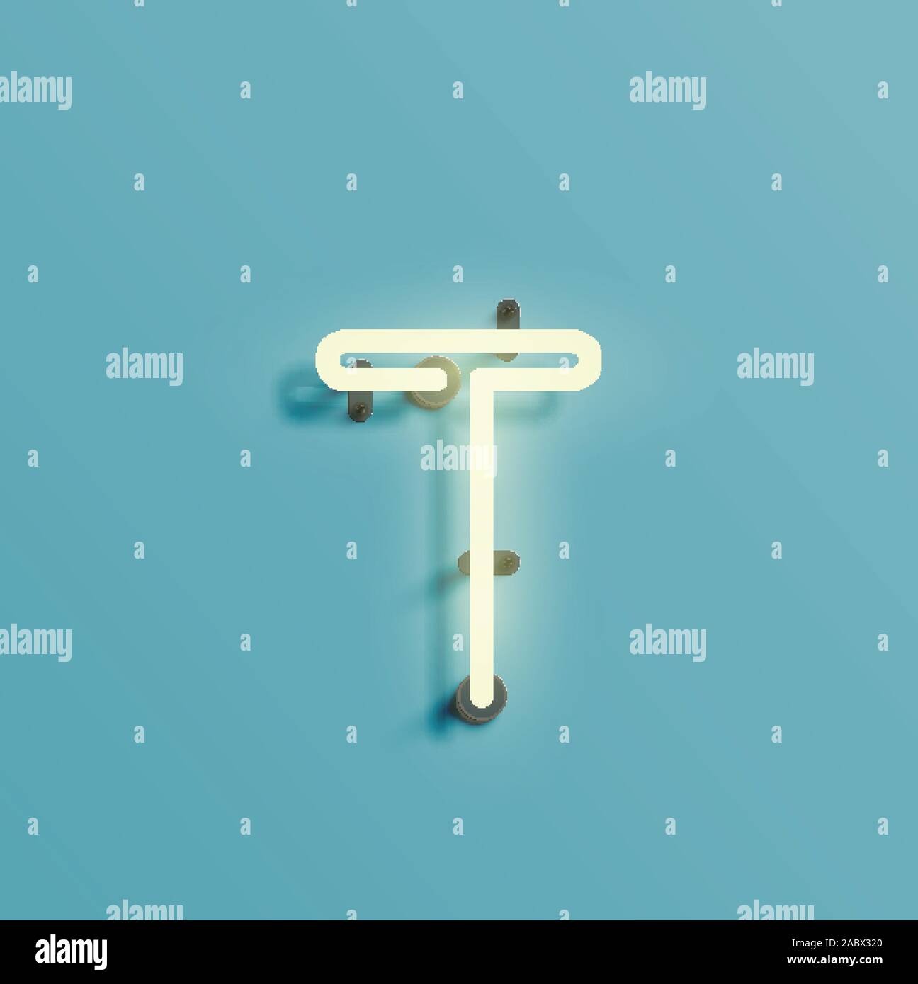 Neon realistico carattere da un fontset, vettore Illustrazione Vettoriale