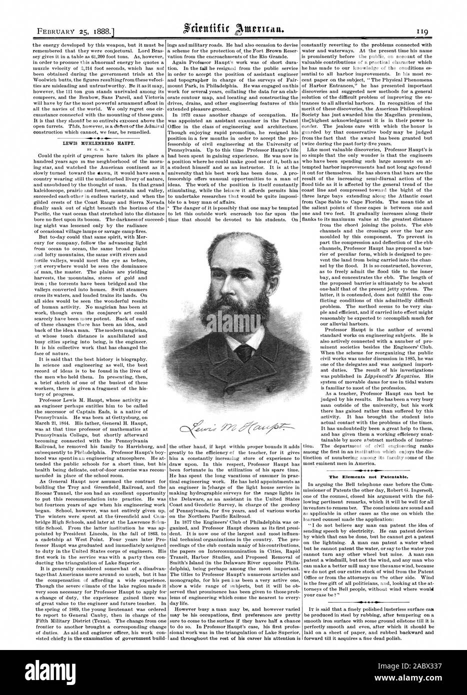 Febbraio 25 1888. Gli elementi non brevettabili., Scientific American, 1888-02-25 Foto Stock
