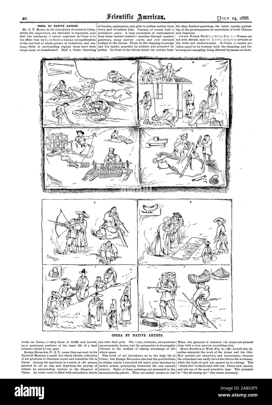 COREA da artisti nativi. COREA da artisti nativi., Scientific American, 1888-07-14 Foto Stock