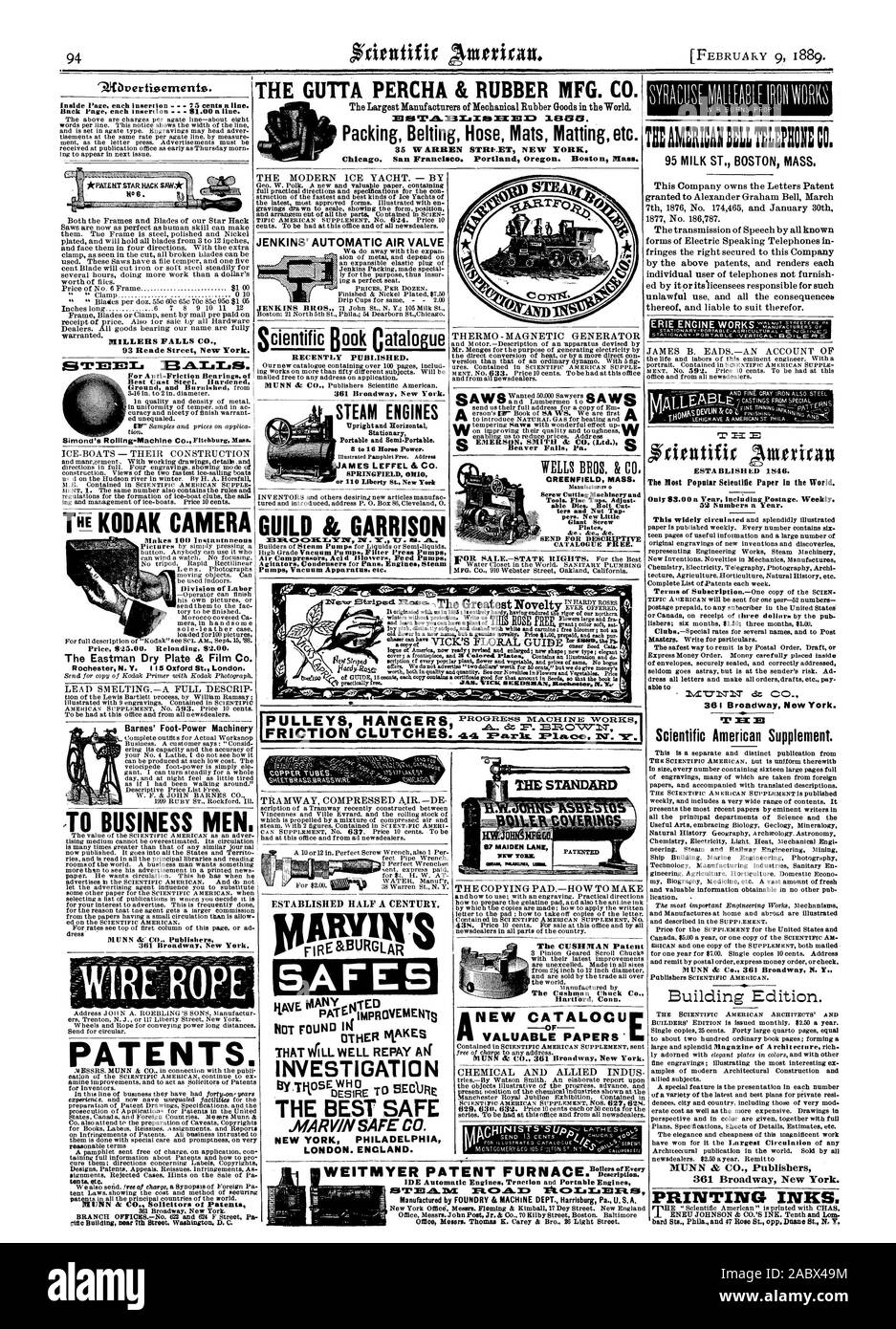 Compressori soffianti di acido di pompe di alimentazione pompe apparecchio sotto vuoto. 95 Latte ST. BOSTON MASS. ERIE Engine Works. Istituito 1S46. 52 numeri all'anno. in grado t 'I' Mt in Scientific American Supplement. 361 Broadway New Yorli MUGNAI CADE CO. 93 Heade Street a New York. Per me BUSINESS JENKINS" automatica valvola aria recentemente pubblicato. 361 Broadway New York. Motori a vapore in verticale e orizzontale e portatile Semi-Portable. 8 a 16 cavalli. AMES Leffel & CO. SPRINGFIELD OHI o 0 Liberty San New York S EMERSON SMITH & CO. (Ltd.) S Beaver Falls Pa. pozzetti BROS. & CO. GREENFIELD MASS. Vite di macchine di taglio e Foto Stock