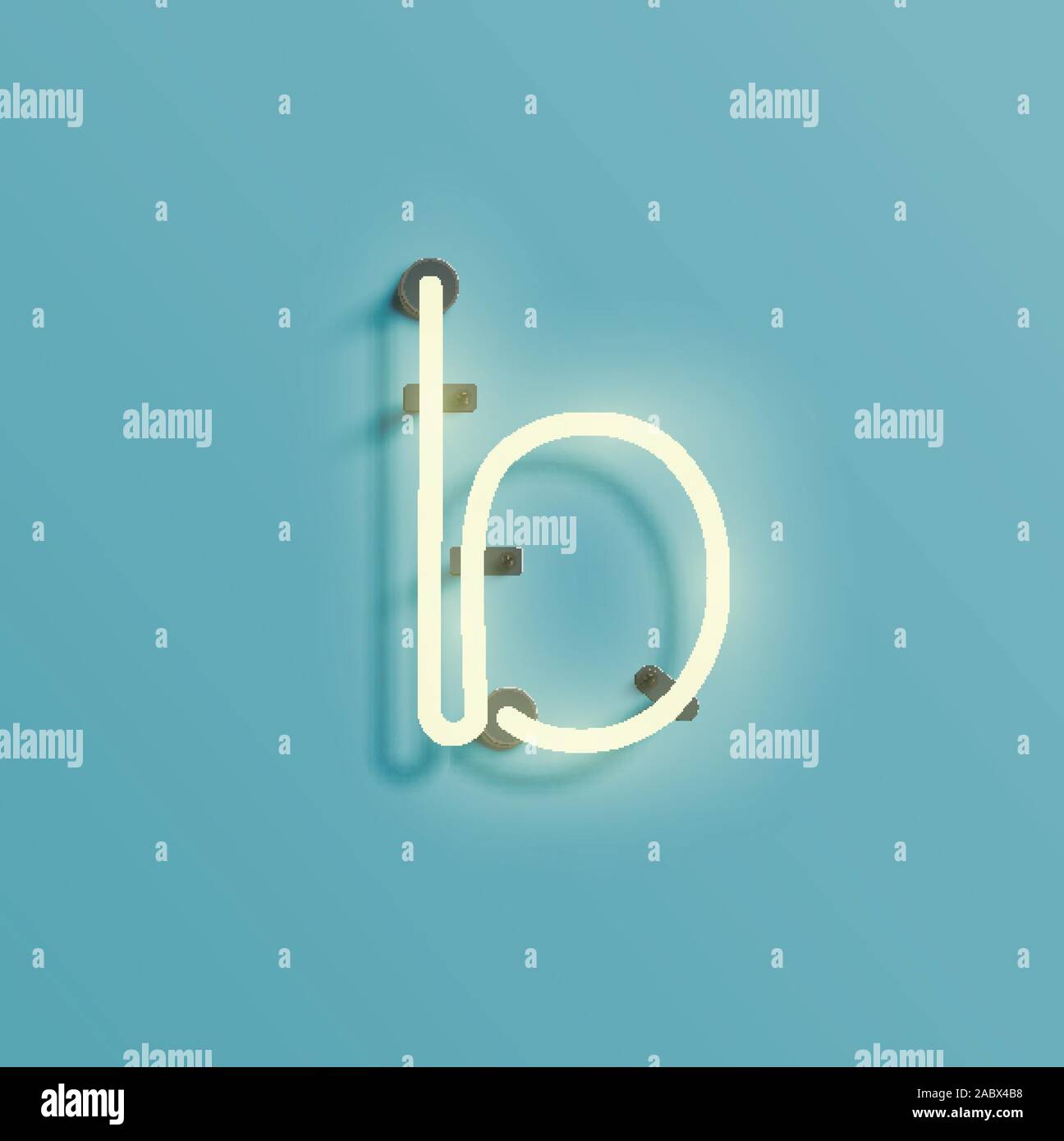 Neon realistico carattere da un fontset, vettore Illustrazione Vettoriale
