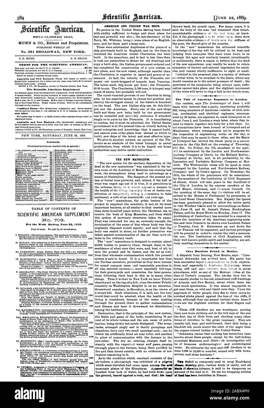 MUNN & CO. Editori e proprietari. Settimanale pubblicata al n. 361 Broadway New York. 0. D. MUNN. A. E. BEACH. Termini per la Scientific American. Mandato per posta o express Money Order. Banca coloniale note. Indirizzo MUNN & CO. 361 Broadway corner di Franklin Street a New York. Il Scientific American Supplement è emessi settimanalmente. Ogni numero contiene 16 octavo pagine di dimensione uniforme ing per l'Unione postale. Singole copie 10 centesimi. Venduto da tutti newsdealers throughcut il paese. Verrà inviato per un periodo di un anno a qualsiasi indirizzo in U. S. o Canada sulla ricevuta del modo più sicuro per mandato dal progetto di ordine postale Foto Stock