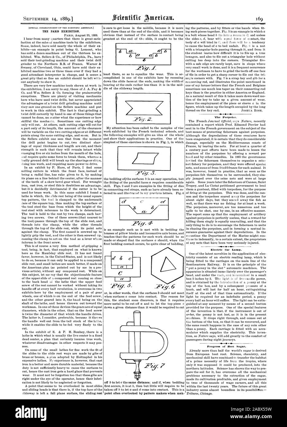 L'Esposizione di Parigi. La focena. Auto elettrica lampada. Corso di zucchero di barbabietola., Scientific American, 89-09-14 Foto Stock