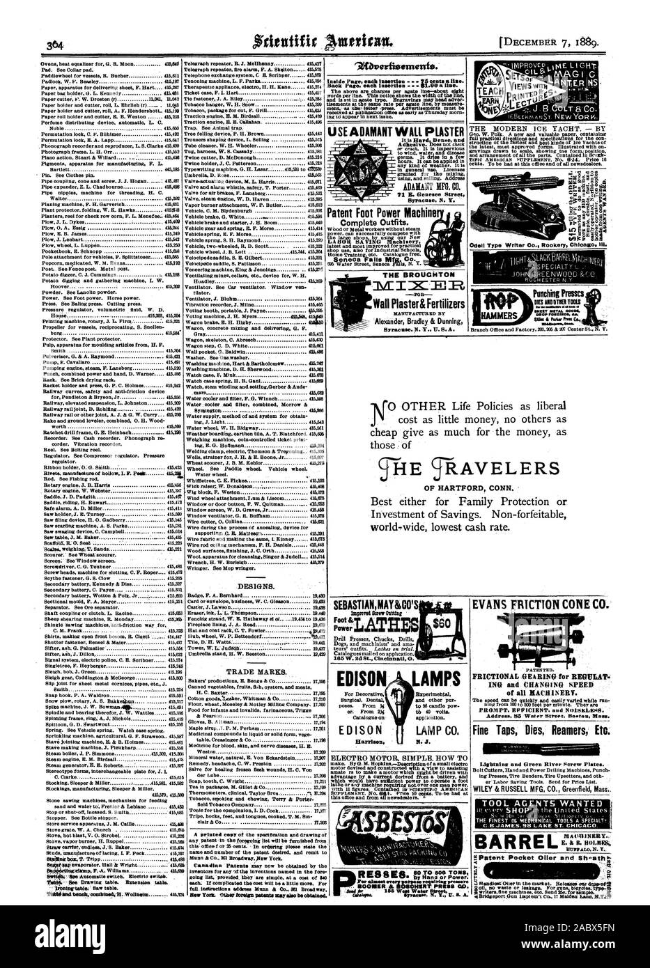 Utilizzare irremovibile INTONACO brevetto potenza piede macchina completa gli abiti. Seneca Falls PIM Co. Il BROUGHTON IRREMOVIBILE MFG. CO. Siracusa N. Y. Il moderno yacht di ghiaccio. - Da Ocieit TIPO E' intonaco& fertilizzanti DIANITPACI URED da Siracusa. N. Y U. S. A. Meer FOECIINCE. te. La punzonatura Preens strumenti DIESODOM j costi il poco denaro non altri come a buon mercato dare tanto per il denaro come quelli di lui RAVELERS DI HARTFORD CONN. Migliori sia per la protezione della famiglia o gli investimenti di risparmio. Non forfeitable world-wide più basso tasso di cassa. EDISON EDISON Harrison lampade sperimentali a 96 candela pow. applicazione. Lampada CO Foto Stock