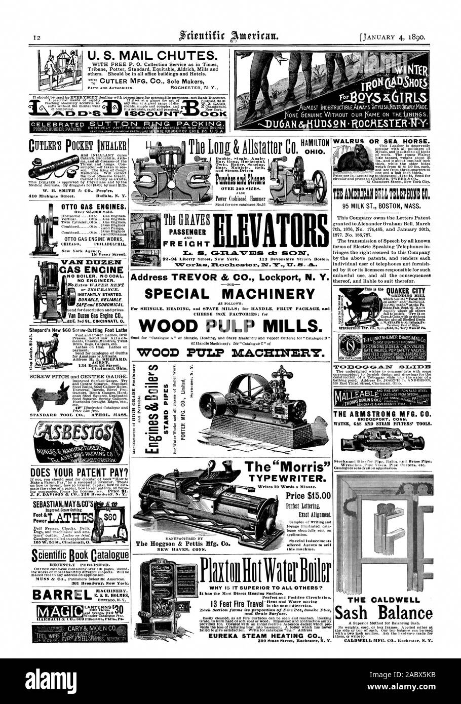 U. S. MAIL scivoli. Con libero P. 0. Il servizio di raccolta come in Times Tribune Potter equo Standard Aldrich mulini e altri. Dovrebbe essere in tutti gli edifici di uffici e hotel. Cuocere ADS04 -D(zAR-.1DS.2N.ROCAESTER. Il Hoggson & Pettis Mfg. Co. NEW HAVEN CONN. ) Q-MtALliTES)c MEIC)1V 91-94 Liberty Street a New York. 3 Devonshire Street Boston. In Ohio. Perché è superiore a tutti gli altri? È il modo più diretto la superficie di riscaldamento. nella stessa direzione. EUREKA riscaldamento a vapore CO. P1u10otwatcrBoilcr doppia singola. Angolo. Annuncio Puchts Shan oltre 300 formati. Il 'Mgiaggiolo' Nastri inchiostratori per macchine da scrivere. Scrive 70 parole al minuto. Il Coltellinaio Foto Stock