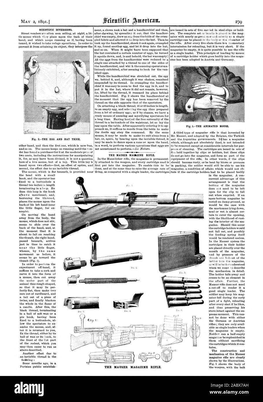 Diversivi scientifica. Il MATJSER MACAZINE fucile. Fig. 1IL MOUSE animati., Scientific American, 1891-05-02 Foto Stock