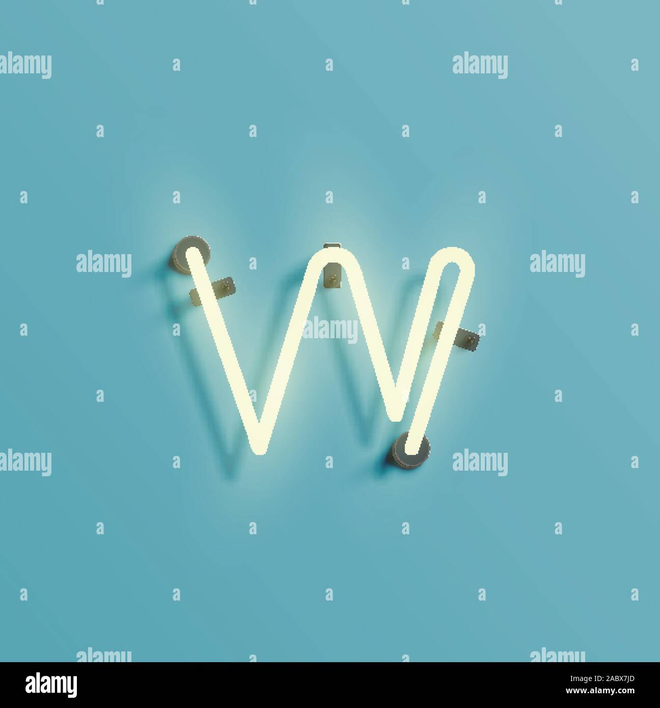 Neon realistico carattere da un fontset, vettore Illustrazione Vettoriale
