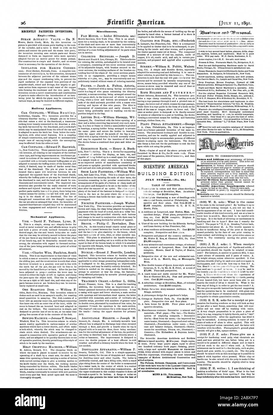 Il tubo di supporto protegge il serbatoio di acqua dal calore del pedale del pianoforte ATTACHMENTGeorge Scientific American edificio EDITION. Luglio NUIRBER.(n. 69.) allied soggetti. La pienezza ricchezza economicità e praticità di questo lavoro hanno vinto per il più grande circolazione di qualsiasi pubblicazione architettonica nel mondo. Venduto da tutti newsdealers. MUNN MI CO. Gli editori MI Broadway New York. "Ziusineets e Weroonat. mantenute indefinitamente dopo questa modalità è stata utilizzata senza, 1891-0 Foto Stock