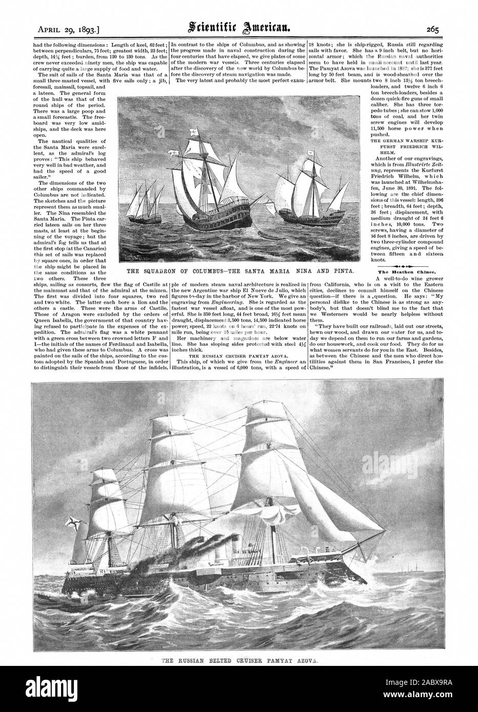 Le Nazioni Chtnee., Scientific American, 1893-04-29 Foto Stock
