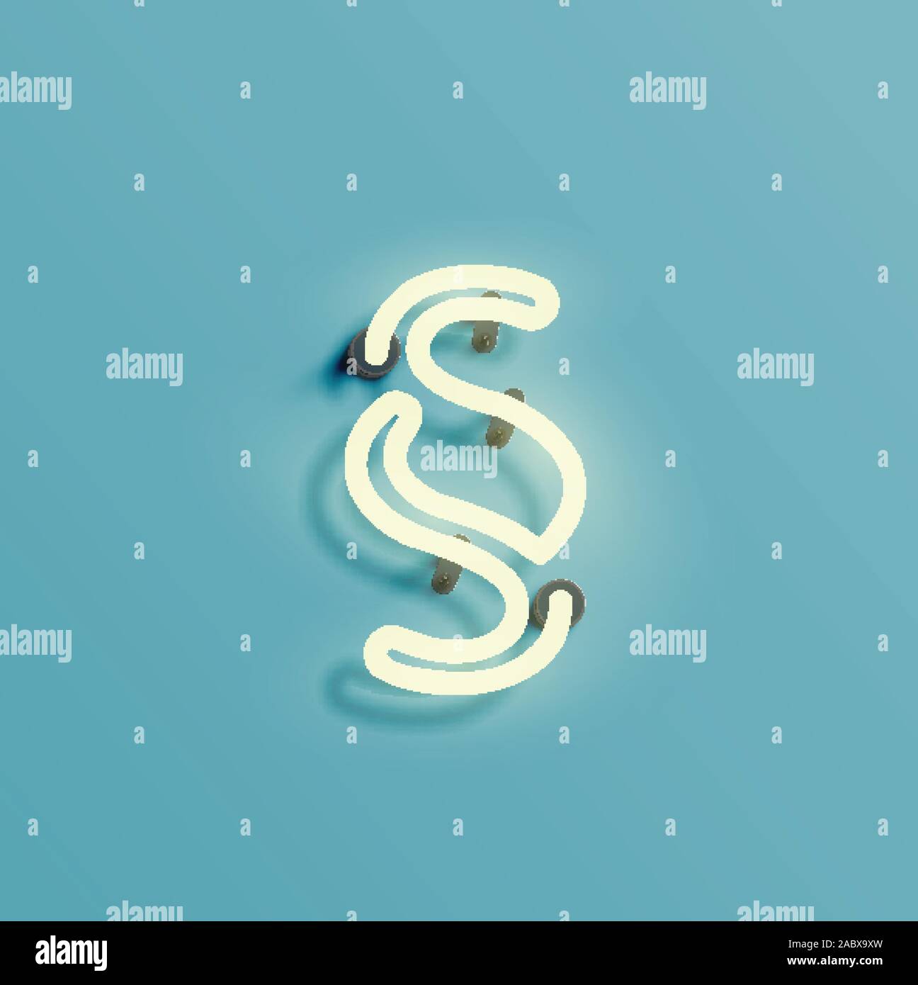 Neon realistico carattere da un fontset, vettore Illustrazione Vettoriale