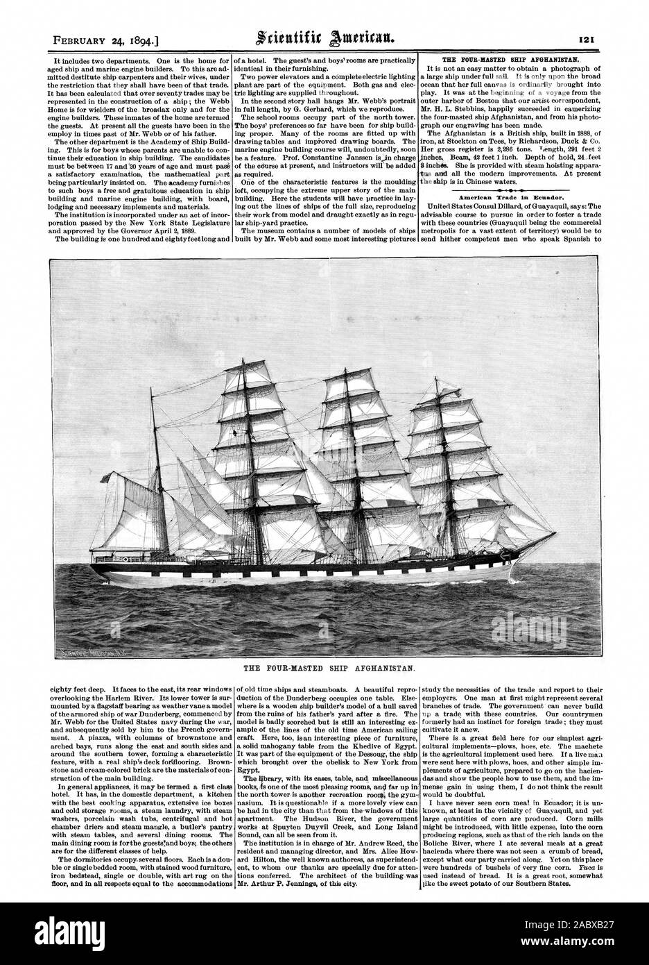 Di Commercio Americana in Ecuador. I quattro-MASTED SHIP AFGHANISTAN., Scientific American, 1894-02-24 Foto Stock