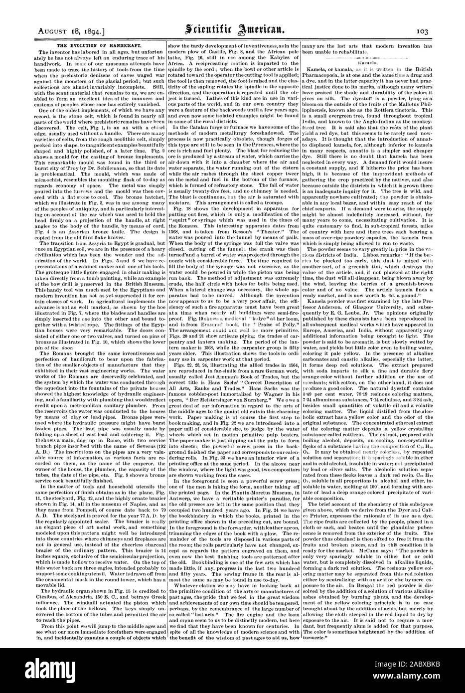 L'EVOLUZIONE DI ARTIGIANATO Kamela., Scientific American, 1894-08-18 Foto Stock
