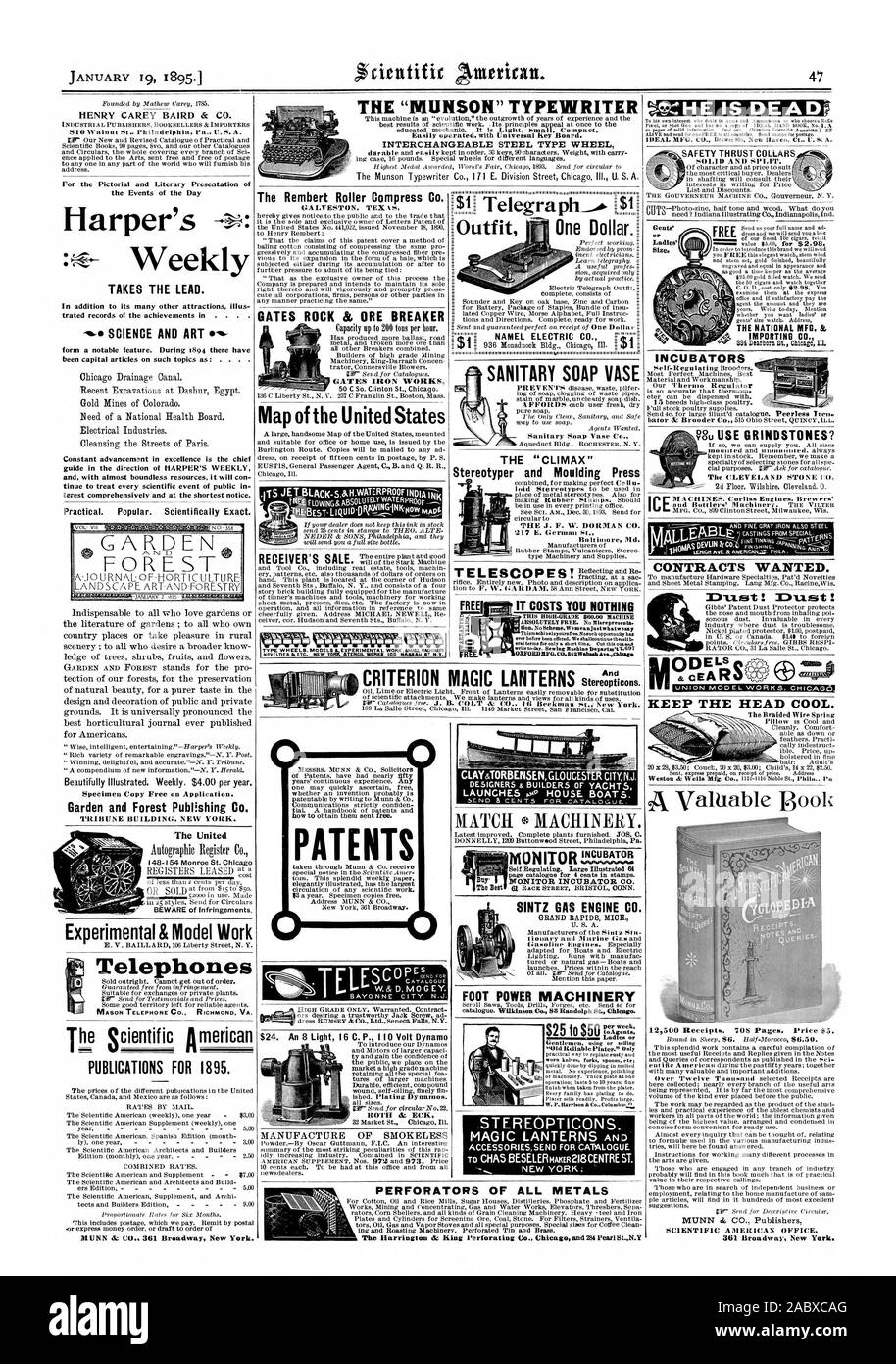 HENRY CAREY BAIRD 6c CO. Per il pittorico letterario e la presentazione degli eventi del giorno Harper's prende il piombo. In aggiunta alle sue molte altre attrazioni illus quotato i record dei risultati conseguiti nel formare una caratteristica notevole. Durante il 1894 sono state capitali gli articoli su argomenti quali advancenumt costante di eccellenza è il capo guida nella direzione di HARPER'S settimanale e con quasi infinite risorse che esso sarà condizionata terest in maniera esauriente e nel più breve preavviso. Pratico. Popolari. Scientificamente esatta. Il rullo di Rembert comprimere Co. GATES ROCK & martello minerale mappa del Regno Foto Stock