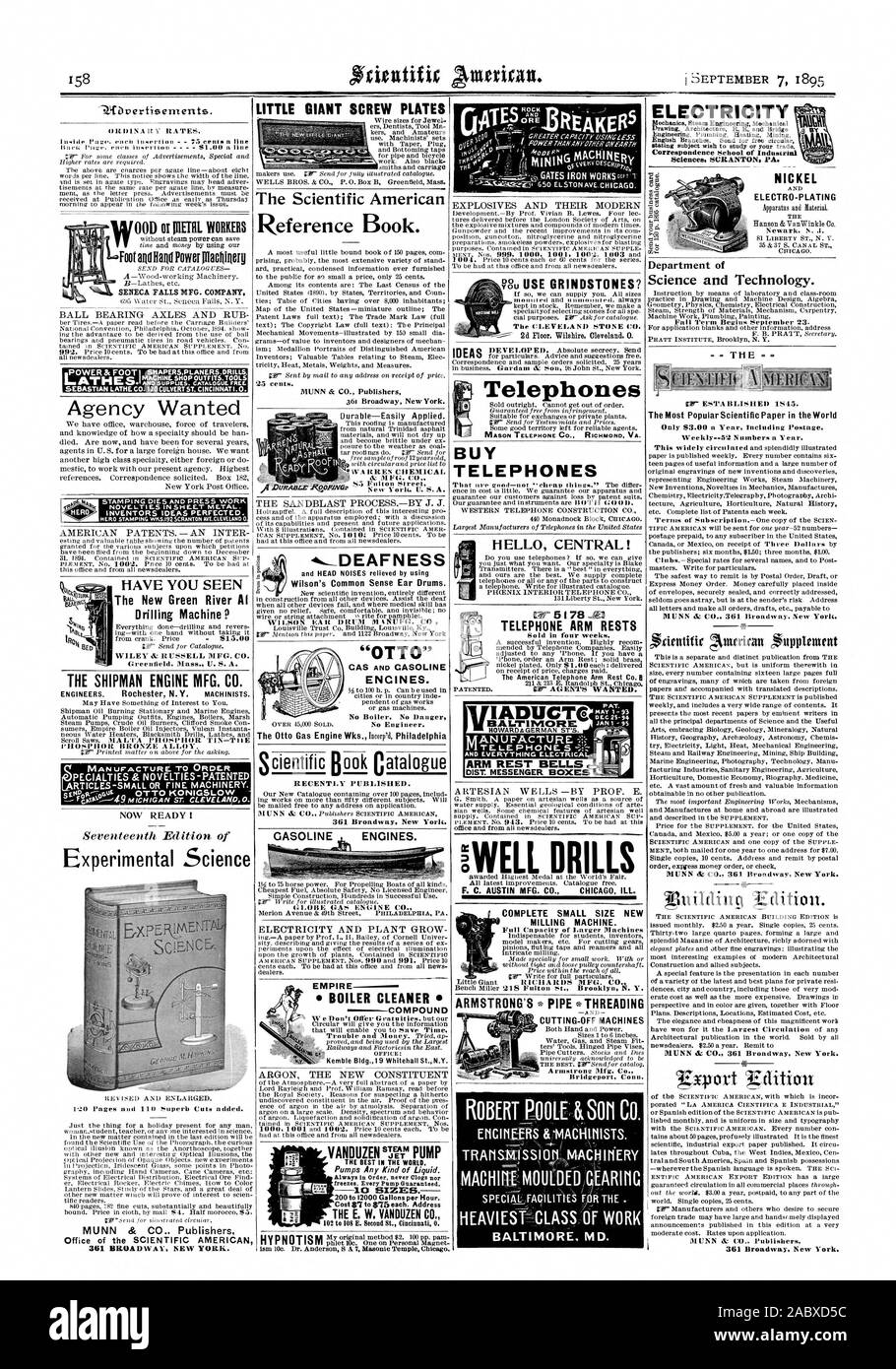 Il motore SHIPMAN MFG. CO. Articoli-piccoli o belle macchine. Scienza sperimentale Ufficio del Scientific American Little Giant piastre a vite 'otto' E NC IN ES. EMPIRE CALDAIA composto detergente im macine MUSE? 2d piano Wilshire Cleveland 0. Telefoni MASON TELEPHONE CO. RICHMOND VA. Acquistare telefoni 5178 EAtr -CI TELEFONO BRACCIOLI EIALPTIIVICOIRE PUÒ 1-93 FABBRICAZIONE BRACCIOLO campane !BEN PRATICARE F. C. AUSTIN MFG. CO. CHICAG ILL SPECIALE MACHIrtMOUlDEDEARG= FAqILITIE RIL . BALTIMORE MD. Agenzia voleva SENECA FALLS MFG. Azienda -  sordità Wilson il senso comune orecchio tamburi. La sabbiatura Foto Stock