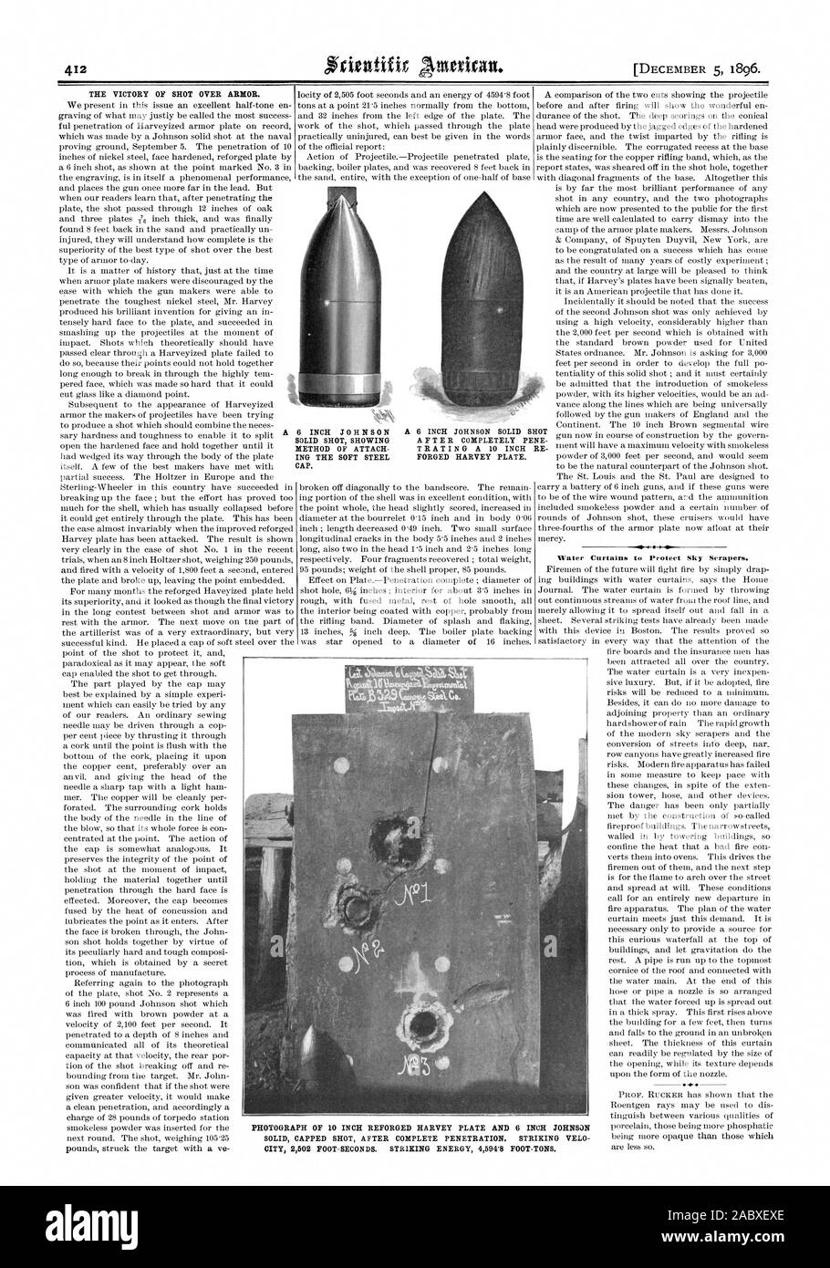L'acqua tende a proteggere i raschiatori di Sky. TRATING A dieci pollici forgiato nuovamente HARVEY PIASTRA., Scientific American, 1896-12-05 Foto Stock