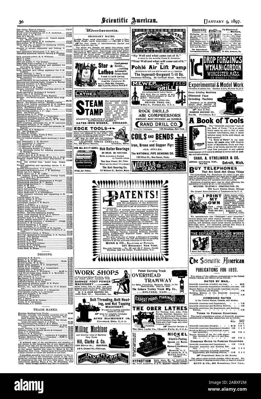 Elettricità ai lavoratori elettrici pezzi fucinati a stampo WIMANiGORDON & sperimentale modello di lavoro la macchina di rettifica in cui una piccola quantità o stock è di essere rimosso e una faccia piana è richiesto. DIAMOND MACHINE CO. Un libro di strumenti MARCHI. YorL altri brevetti stranieri possono anche b e ottenuta. Strumenti di bordo GRAFTON pietra Azienda nessuna usura. Nessun attrito. Essi risparmiare energia tempo di olio. Il cuscinetto a sfera Co. - Di ferro e ottone Tubo di rame tutti gli stili. La Nazionale di curvatura di un tubo CO. 152 River Street, New Haven, Connecticut. L'Ober torni in nichel e apparecchiatura Electro-Plating ilatertai sod. La Hanson& VanWinkle Newark N. .1. Il ' Foto Stock