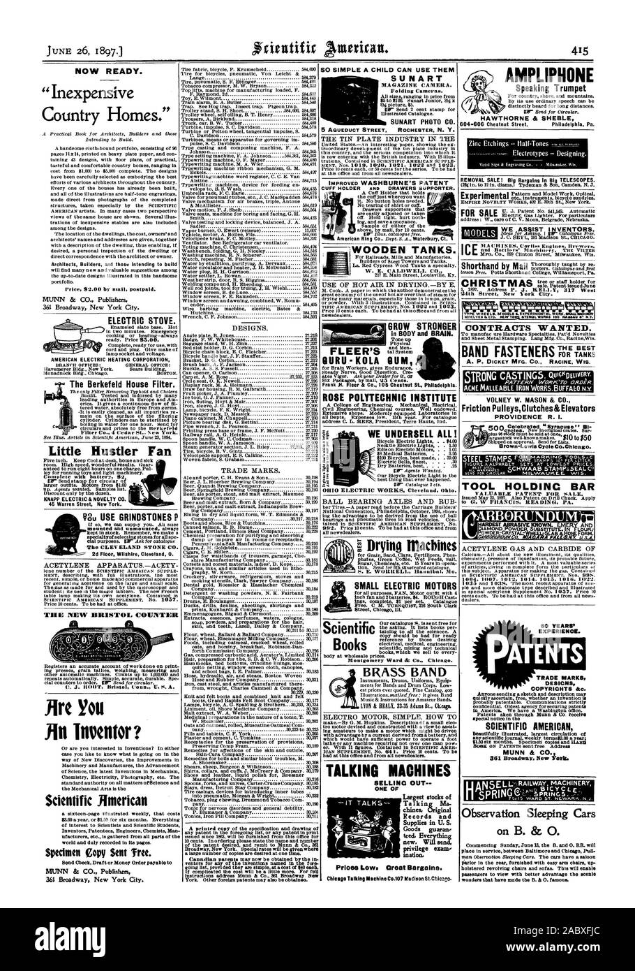 Natale 50 anni di esperienza. Brevetti Marchi Modelli chiunque invia un bozzetto e descrizione può verificare rapidamente la libera se un'invenzione la, Scientific American, 1897-06-26 Foto Stock