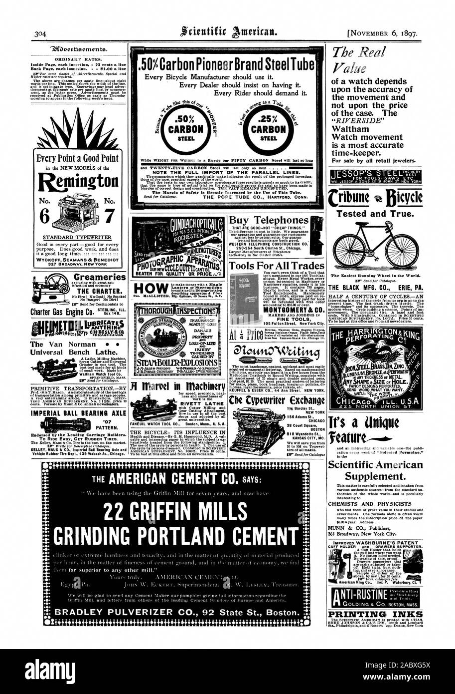 Il carbonio marchio Pioneer SteelTube ogni costruttore di biciclette dovrebbe utilizzare. Ogni concessionario deve insistere su di esso. Ogni pilota deve esigere. Nota L'importazione completa delle linee parallele. 9.0 Tariffe ordinarie. All'interno di ciascuna pagina di inserimento - 75 centesimi una linea retro pagina ogni inserzione. 81.00 una linea ogni punto un buon punto nei nuovi modelli di 6 macchina da scrivere standard WYCKOFF SEAMANS 66 EIENEDIOT Creameries carta il Van Norman da banco universale tornio. Waltham Watch Tool Co. SPRINGFIELD MASS. PRIMITIVETRANSPORTATIONBY sfera imperiale assale portante '97 pattern. Per cavalcare facile CET pneumatici in gomma. gratis Foto Stock