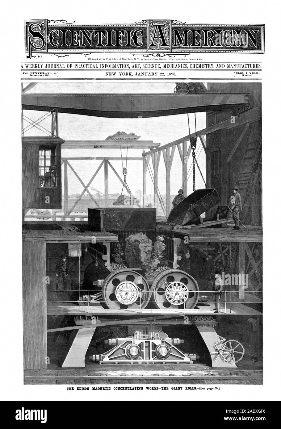 $3.00 un anno. Settimanalmente. Vol. LXXVIIINo. 4., Scientific American, 1898-01-22 Foto Stock