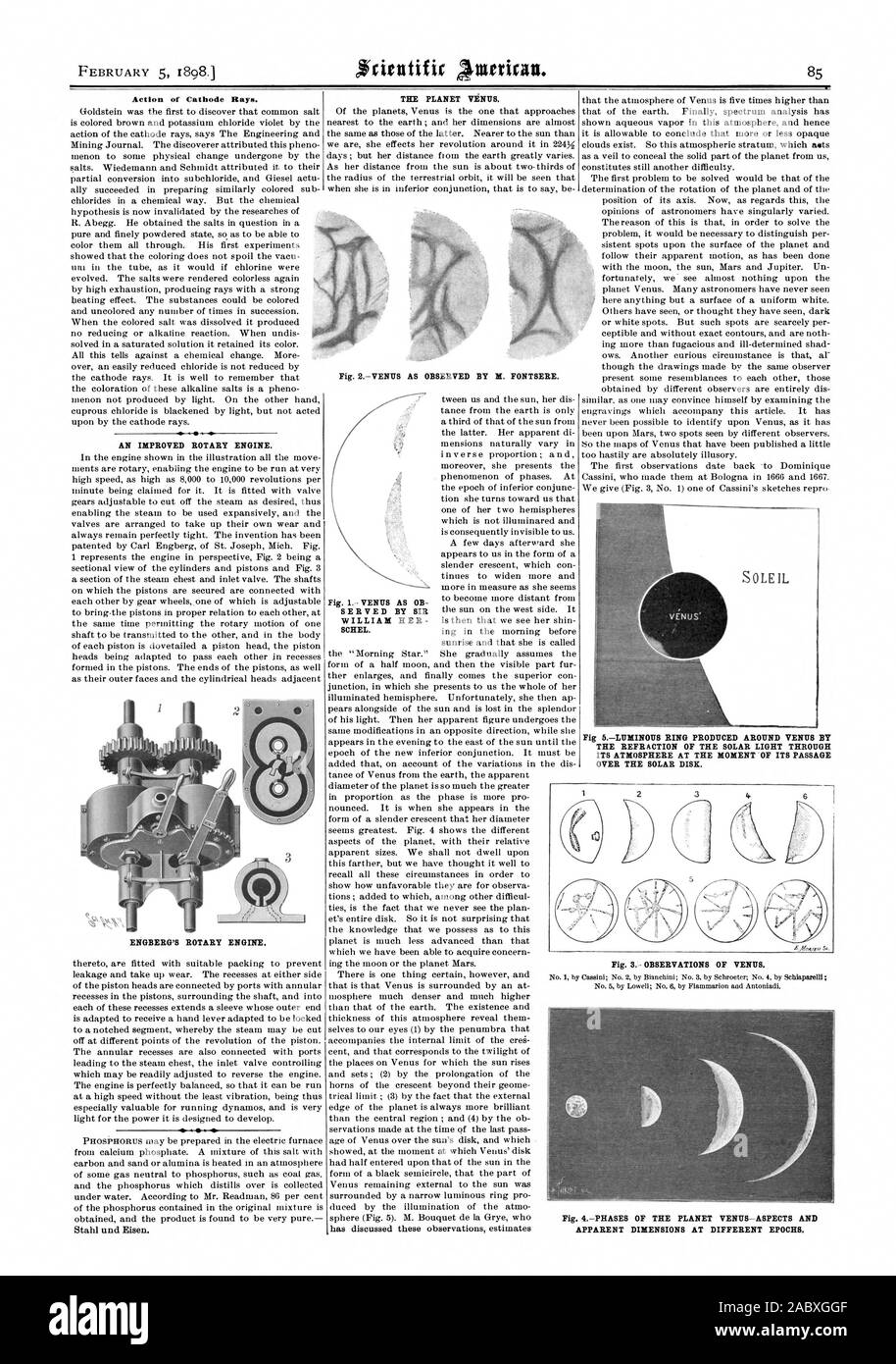 Azione di raggi catodici. Un migliorato motore rotativo. ENGBERG il motore rotativo. Il pianeta Venere. Fig. 1. - La venere come OB È SERVITA DA SIR WILLIAM SUO SCHEL., Scientific American, 1898-02-05 Foto Stock
