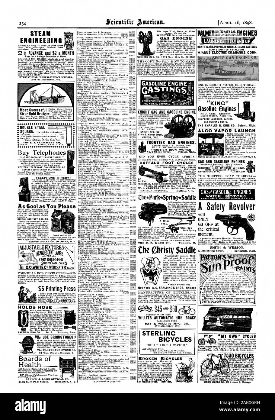 Anello americano CO. Casella P. Waterbury Conn KNIGHT GAS E BENZINA MOTORE KNIGHT MFG. CO. Il cantone di Ohio. Frontiera di motori a gas. Frontiera OPERE IN FERRO AVETE MAI appiedato ciclo? Piede di Buffalo cicli di lago di montagna e tutti i villaggi in estate. A CROCIERA APPIEDATO È TUTTA LA RABBIA mi CheeParlteSpringeSaddle UNA PROVA LA C. Z. KROH C TOLED 0. la sella Christy New York A. G. SPALDING & BROS. Chicag fabbricazione di biciclette. -Un WILLITS AUTOMAT 0 freno su mozzo di Fieno & WILLITS MFC. CO. Ingegneria elettrica note ALCO LANCIO DI VAPORE E DI GAS NEI MOTORI A BENZINA E GAS ROGERS Engine Works 2605 Claramont Avenue la torpediniera TURBINIA Foto Stock
