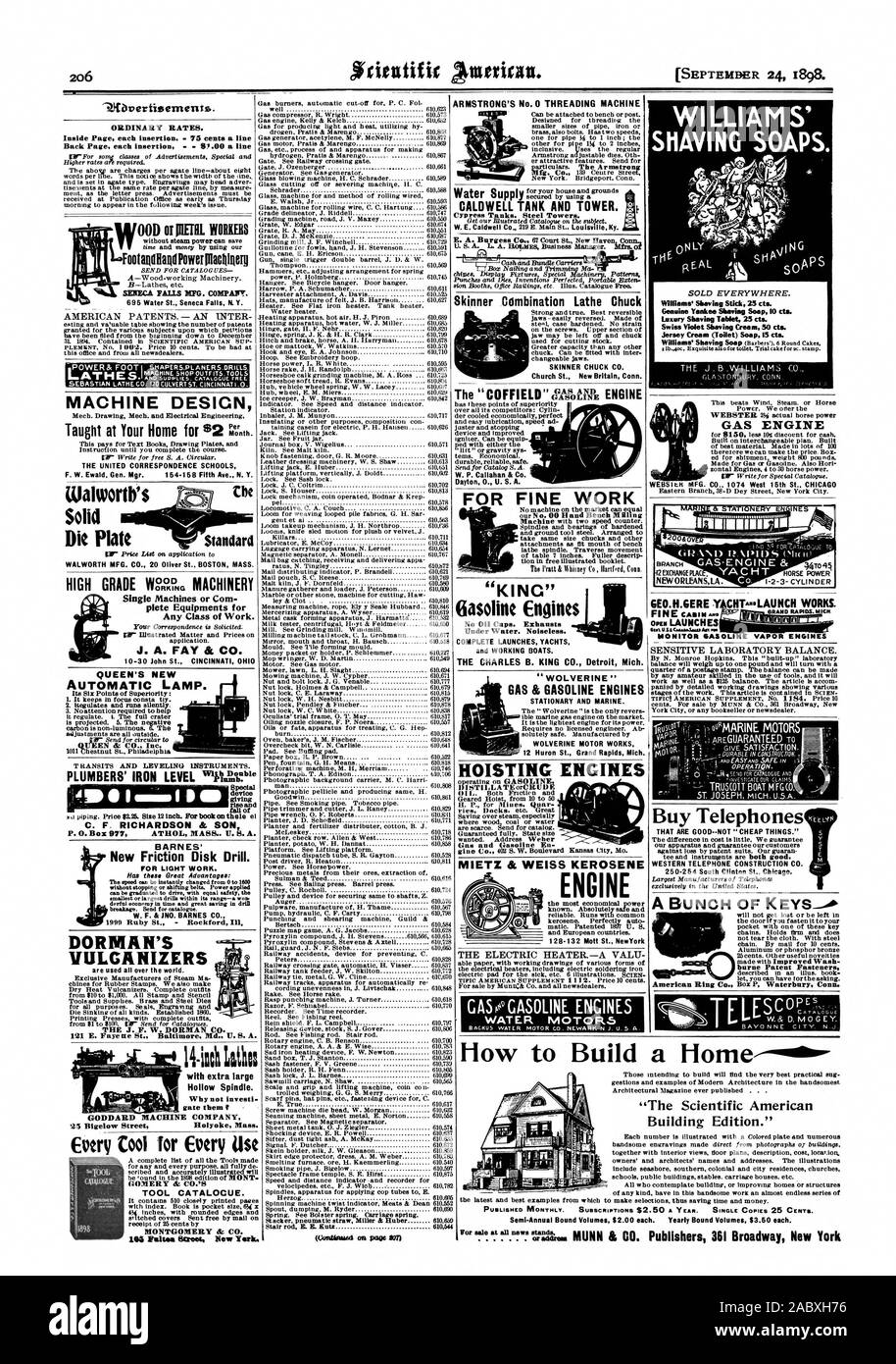 ARMSTRONG n. 0 MACCHINA DI FILETTATURA può essere attaccato al banco o post. Progettato per filettare le piccole dimensioni del tubo di ferro o di ottone viti anche. Ha due velocità compreso. ses la regolare Armstrong stampi regolabili. Oth er interessanti caratteristiche. Inviare per serbatoio di CALDWELL E TORRE. Prezzi ordinari. All'interno di ciascuna pagina di inserimento. - 75 centesimi una linea brevetti americani. - A.N INTER MACHINE DESIGN F. W. Ewald gen. Mons. 154-158 Quinta Ave. N. Y. WaltVorib3 il tir solido WALWORTH MFG. CO. 20 Oliver San BOSTON MASS. Piedi midland Power placOloerg OOD o PIER ventre di macchine singole o Com reparti attrezzature per qualsiasi Foto Stock