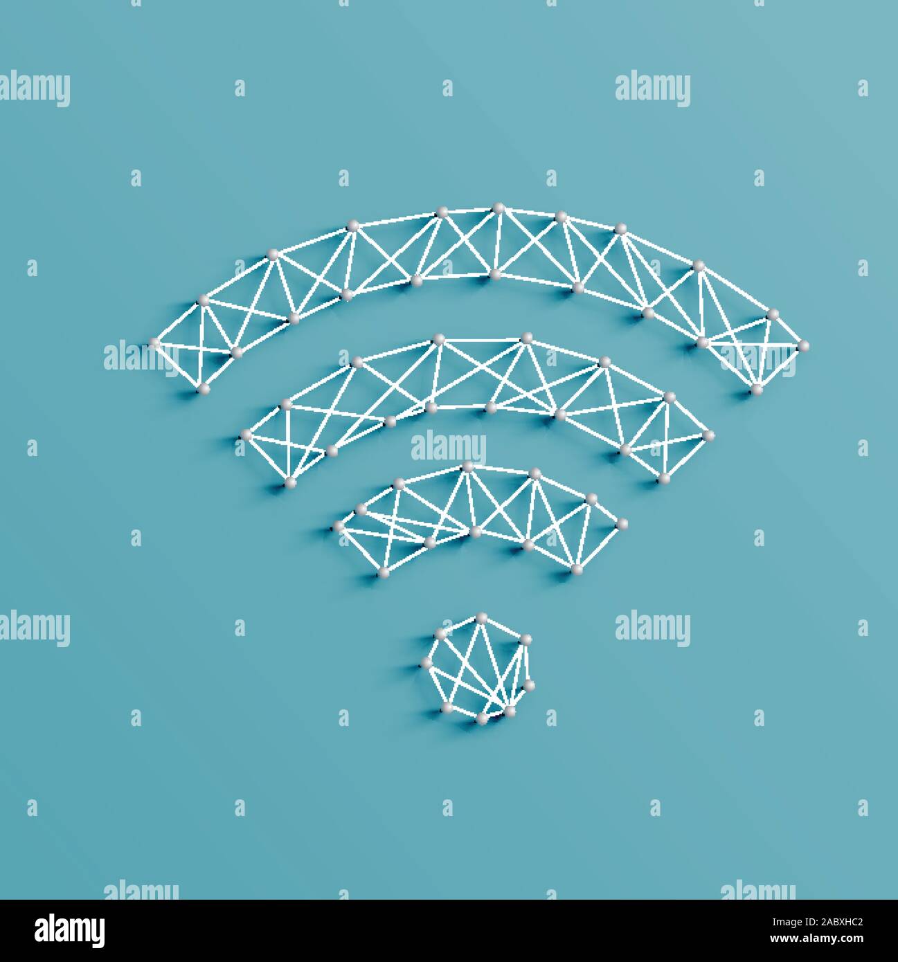 Illustrazione realistica di un'icona wifi realizzato da perni e stringhe, vettore Illustrazione Vettoriale