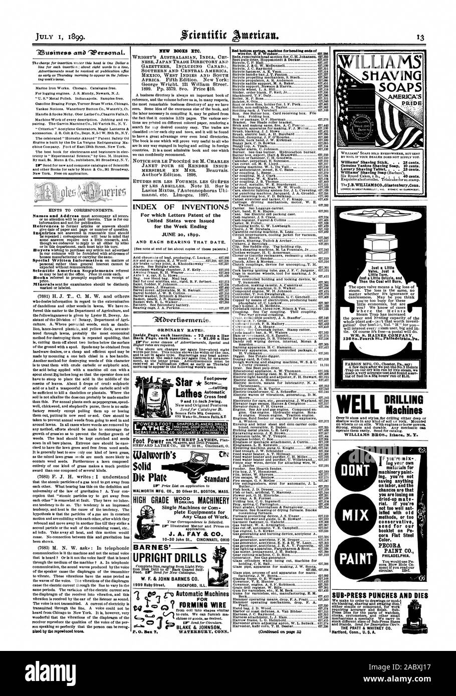 Nuovo BOOM ETC. WRIGHT'S AUSTRALASIA N INDIA INDICE CHI DI INVENZIONI PER LE QUALI lettere di Brevetto degli Stati Uniti sono stati rilasciati per i fine settimana e ogni cuscinetto che data. 9J{bverfisentenfo. Prezzi ordinari. Torna alla pagina precedente. ogni inserzione. - 81.00 una linea torni a stella vite. Piede Croce potenza di avanzamento automatico .il taglio di 9 e ii pollici Swing. Alta qualità macchinari NigaiL BLAKE & JOHNSON macchine F sei m i x- . ing materiali propri per le macchine di risparmio di vernice nulla sulla manodopera e le probabilità sono che essiccato fino a mate rial. Se non siete troppo bene sat isfied con Id o metodi o troppo prudente inviare per Foto Stock