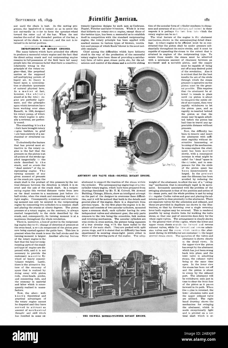 Citutifir Anterizan. NE. Miglioramenti nei motori rotativi. La COLWELL a doppio cilindro motore rotativo., Scientific American, 1899-09-16 Foto Stock