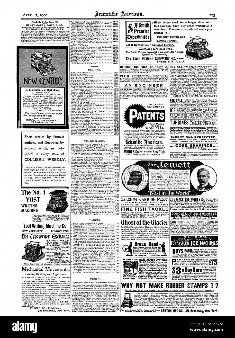 Dipartimento di apicoltura METEO UFFICIO DI PRESIDENZA. A WASHINGTON D.C. il 4 dicembre 1899. Il nuovo secolo non ha alcun supe rior su qualsiasi tipo di lavoro. La letteratura americana MACHINE CO. Carburo di calcio catalogo illustrato libero. Il sistema di scrittura. farà meglio lavorare per un tempo più lungo con minore sforzo rispetto a qualsiasi altro iscritto jt macchina. Migliaia di utenti soddisfatti pro nounce perfettamente semplice e semplicemente perfetto. Lasciate alleggerire il vostro carico di business. DUEBER guarda caso MFG. CO. Il cantone di Ohio. Il riscatto di gas automatico ma novità &ecc. RENS 31395 6TENCIL funziona 100 NASSAU T N.& invenzioni perfezionato. Modello accurato e Foto Stock