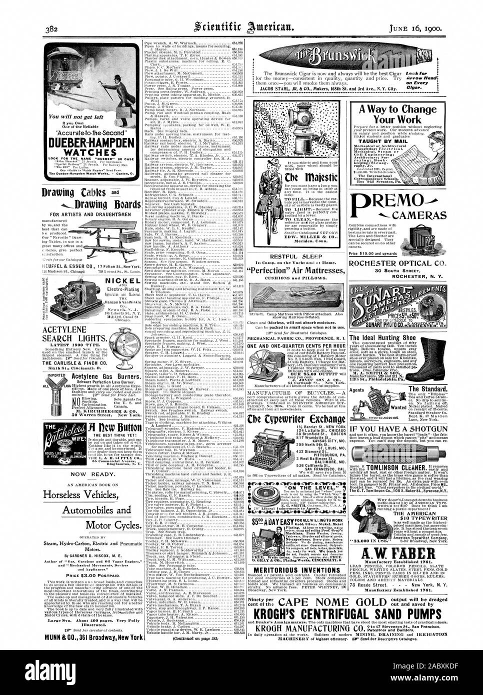 Ricerca di acetilene illumina il Carlisle & FINCH CO. nuovo pulsante LA COSA MIGLIORE ANCORA!!!! 85 Viale commerciale ora pronto. Horseless veicoli automobili e e 'Mechanical movimenti dispositivi Apparecchi nod.' illustrato. MUNN & CO. 361 Broadway New York sonno riposante 'perfezione' Aria Cuscini Materassi e cuscini. "Sul livello." puoi vedere in un istante un pun dove il vostro livello di tasca. La dimensione di un silver dollar. la spessa nichelato ordinatamente. Campione per 24 5. costumi tutte le dimensioni. Garantito. Onlyout. metodi. Facciamo la placcatura fabbricazione -c D. tk GRIGIO CO opere di placcatura. Di CINCINNATI. 0 meritorio invenzioni pRENI - Foto Stock