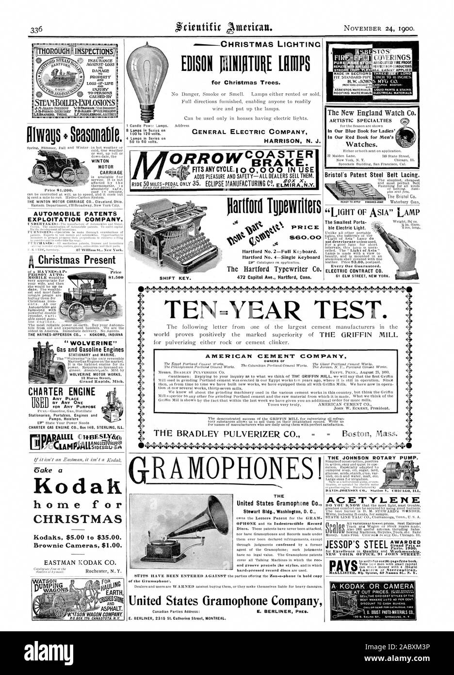 Filwags.Seasollable. WINTON CARRELLO MOTORE AUTOMOBILE LO SFRUTTAMENTO DEI BREVETTI COMPANY. Regalo di natale LA HAYNES-APPERSON CO - KOKOM INDIANA "WOLVERINE' gas e motori a benzina WOLVERINE MOTORE FUNZIONA. Grand Rapids Michigan. Qualsiasi luogo mediante uno qualsiasi PER QUALSIASI SCOPO Pompe Holsters CHARTER MOTORE A GAS CO. Boa 148. STERLING ILL. Gake un Kodak a casa per Natale Kodaks $5.00 per $35.00. Brownie telecamere $1.00. Per la massa 0100 asfalto. WATSON TIUMPING 10 vagoni CHARTER motore °ruvida di ispezioni o. Danni T PROPRIETÀ E STE301LII1XPLOSIOIIS FIRE-feltro amianto puro. Realizzato NELLE SEZIONI H.W. JOHN rivestimenti assolutamente Foto Stock