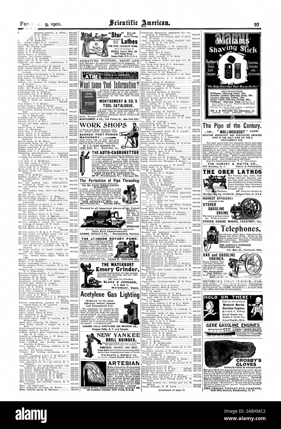 MONTGOMERY & CO. strumento del catalogo. La perfezione della filettatura della tubazione n° flOS MACCHINA DI FILETTATURA TUBI LA MERRELL MFG. CO. 501 Curtiss San Toled Ohio. Ha voluto a tutti i punti importanti di gli Stati Uniti BRUNSVIGA primo tasso di miglioramenti ! La Johnson pompa rotativa. Gas acetilene efficiente illuminazione più sicuro e di semplice utilizzo economico. Cascate del Niagara gas acetilene MACHINE CO. Cascate del Niagara. N. Y. e Canada. Nuovo yankee smerigliatrice trapano. Semplice e veloce e migliore. WILMARTH & MORMAN C artesiano la canalizzazione del secolo. La nicotina assorbenti e ventilato tubo di fumo è il solo il tubo montare per un gentleman's utilizzare Foto Stock