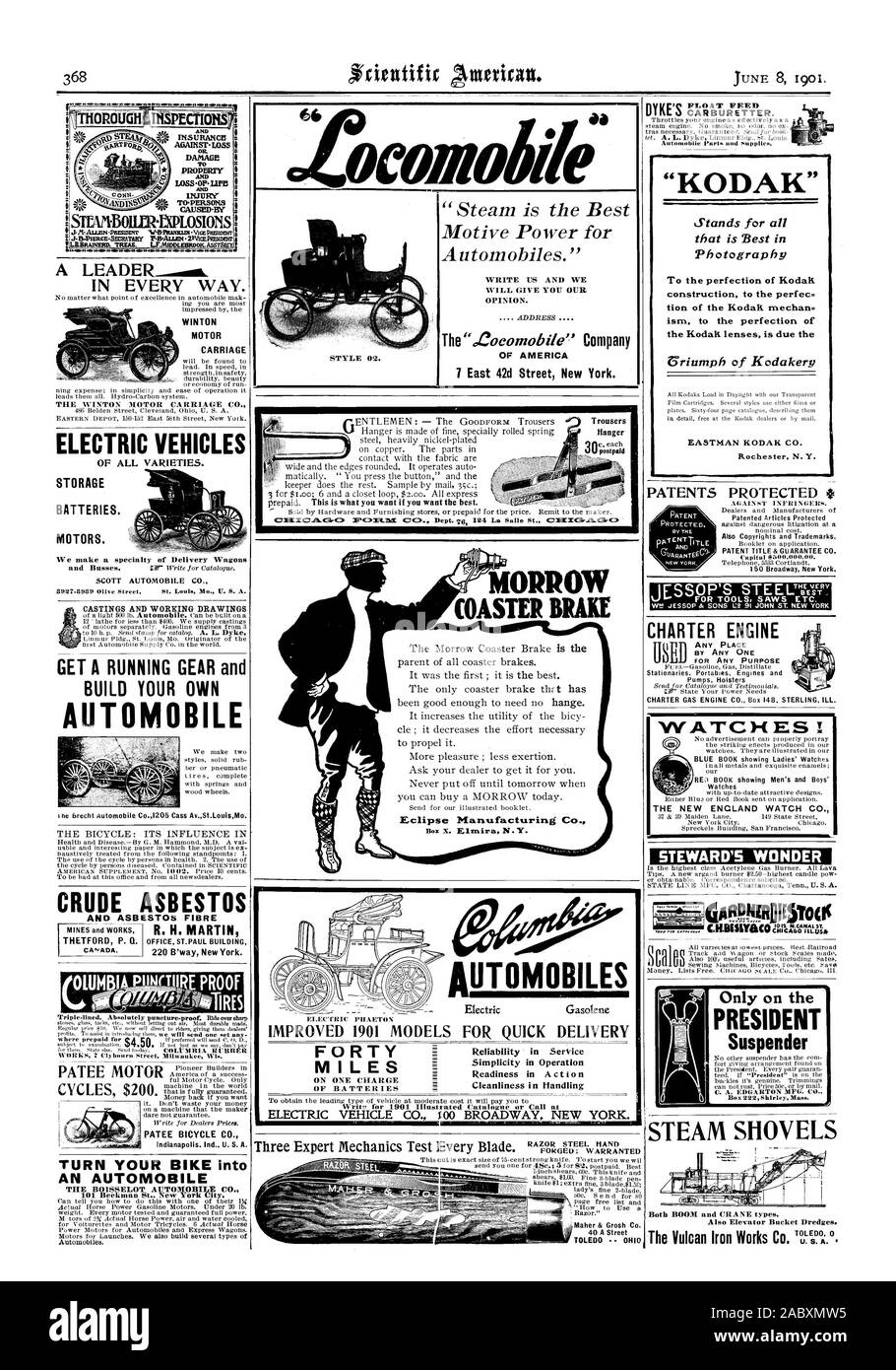 Controlli contro la perdita e i danni Assicurazione danni a proprietà-OP-Me BATTERIE DI ACCUMULATORI. Motori. Facciamo una specialità di carri di consegna SCOTT AUTOMOBILE CO. Oliva 8927-8989 Street St Louis Mo. U. S. A. GETTI E DISEGNI DI LAVORO OTTENERE UN RODIGGIO e costruire la propria automobile bicicletta: LA SUA INFLUENZA IN MORROW freno a contropedale Eclipse Manufacturing Co. Automobili migliori modelli 1901 quaranta miglia ONONE carica della batterie 'matmdmi M "KODAK' sta per tutto ciò che è meglio per la fotografia di costruzione per la sposa perfettamente= leone di Kodak mechan= ISM per la perfezione delle lenti Kodak è dovuto il Griumph Foto Stock