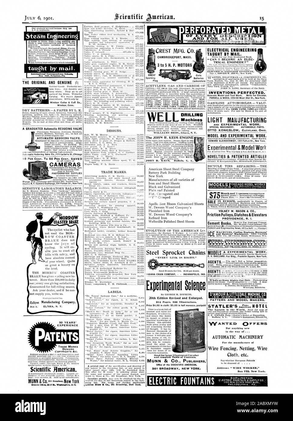 Vapore telecamere ingegneria forniture fotografiche INDIANA CHAIN COMPANY INDIANAPOLIS. IND. Xx edizione rivista e ampliata. Ufficio del Scientific American. 361 Broadway New York. Il VOLNEY W. MASON & CO. L'attrito PulleysClutches& Ascensori provvidenza R. I. E. V. BAILLARD Fox Bldg Franklin Square di New York. D'Amour &LI TLEDALE MACHINE CO. Macchinari automatici recinzioni di filo netting filo tessuto ecc. L'originale e autentica collare Windsor & Cull Co. Conn. Windsor Un laureato di riduzione automatica della valvola 50 anni di esperienza di brevetti marchi modelli copyright &C. Domani COASTER bobine freno batterie Foto Stock