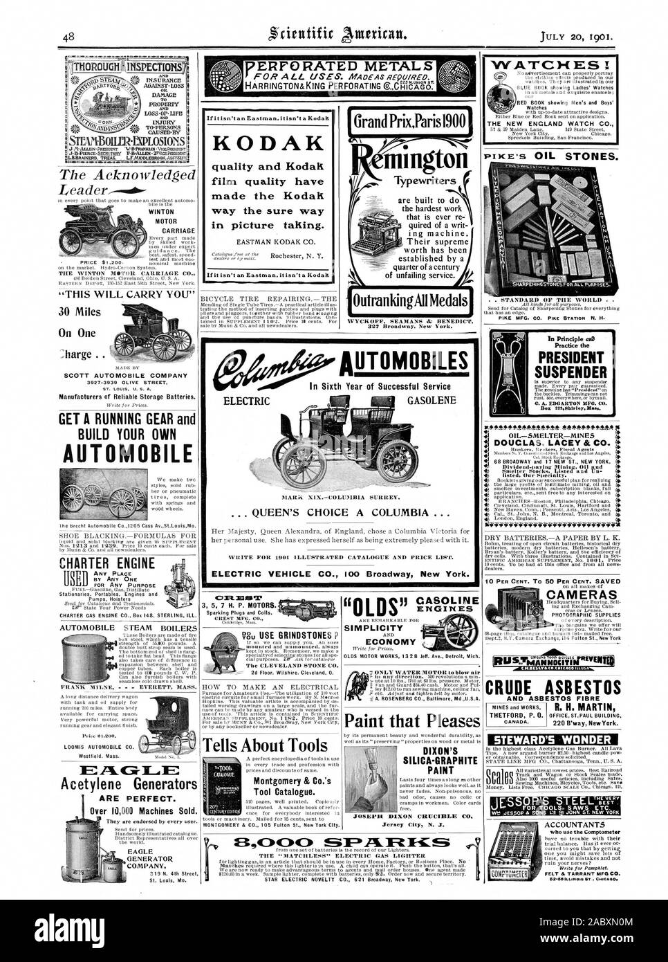 Qualsiasi luogo mediante uno qualsiasi PER QUALSIASI SCOPO Pompe Holsters CHARTER MOTORE MONTGOMERY & CO. 105 Fulton San New York City. Amianto grezzo STEWARD meraviglia dell'er ottenibile. Corrispondenza sollecitato. Linea di stato MFO CO. Chattanooga Tennessee U. S. A. Tutte le varietà a prezzi più bassi. Miglior Railroad Macchine per cucire le biciclette strumenti. etc. Salvare commercialisti azienda 219 N. 4a Strada San Luigi Mo. 2d piano. Il Wilshire. Cleveland 0. Nel sesto anno di successo del servizio GASOLENE AUTOMOBILES WYCKOFF SEAMANS & Benedetto 322 Broadway New York. Il 'MATCHLESS' ELECTRIC accendino a gas ' STAR NOVITÀ elettrici CO. 621 Broadway New York Foto Stock