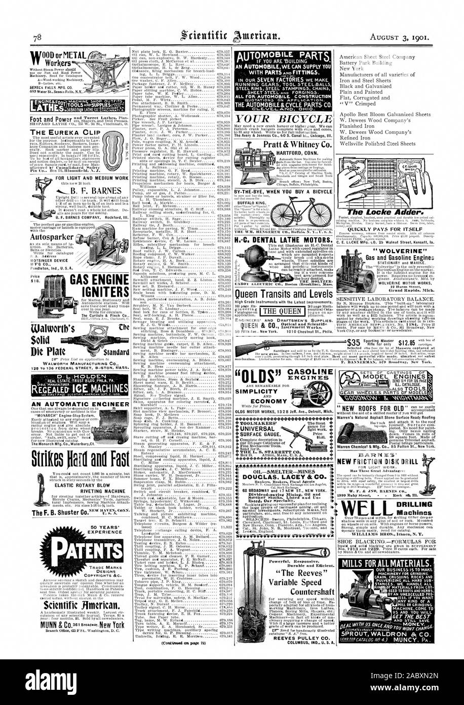 IniUT°M0bile. Parti in esecuzione strumento ingranaggi STE EL SFERE TUTTI PER-automobile. Costruzione citazioni su APP 1-1+CATI SU. L'AUTOMOBILE & parti di ciclo CO. OL-sE-1--AkINID Ohio. La vostra bicicletta il Avery Jenness & Co. 60 S. Canal San Chicag Ill. Pratt & Whitney Co. Da-la-BYE QUANDO SI ACQUISTA UNA BICICLETTA Regina transiti e livelli di semplicità motori economia petrolio-smelter-mine DOUCLAS. LACEY & CO. FitfWirS4Willt4' VM+"Wiir4 4W1 -IL-TTOOLSAND5UPPLIESE^7414 A PER LUCE E MEDIE LAVORO F. BARNES Autosparker MOTORE A GAS ACCENDITORI Prezzo $18. Solida un ingegnere automatico colpisce Mfg e veloce elastico Colpo Rotante Foto Stock