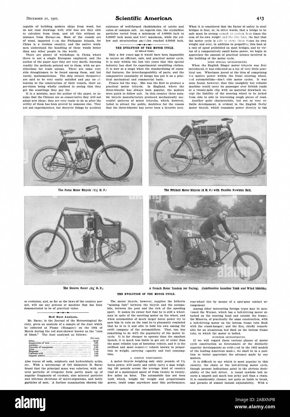 L'evoluzione del ciclo del motore. La polvere rossa analisi., Scientific American, 1901-12-21 Foto Stock