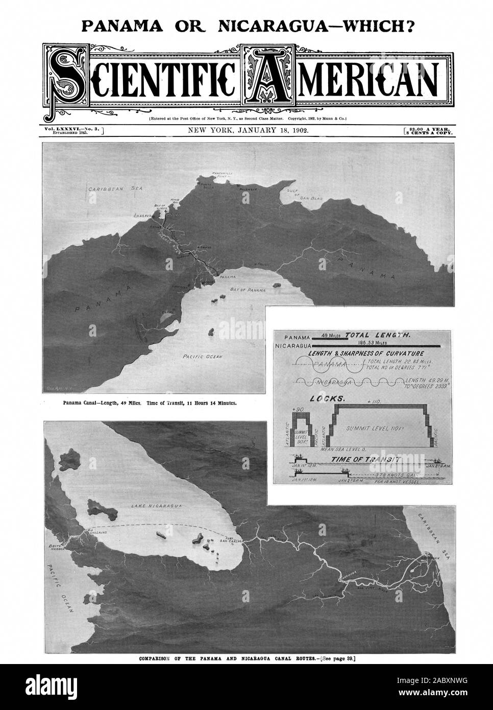 PANAMA O ICARAGUA-quale? LS CENTESIMI UNA COPIA. Mi Tr di transito 33Ay dr lunghezza &NITIDEZZA DI CURVATURA PA C OCEAN SI BLOCCA. N +O. Cooperazione scientifica WiNUNIFIFIrlealpg gmrRipOmilmemintrumplmwememirlielelpigolripliselP MERICAN, Scientific American, 1902-01-18 Foto Stock