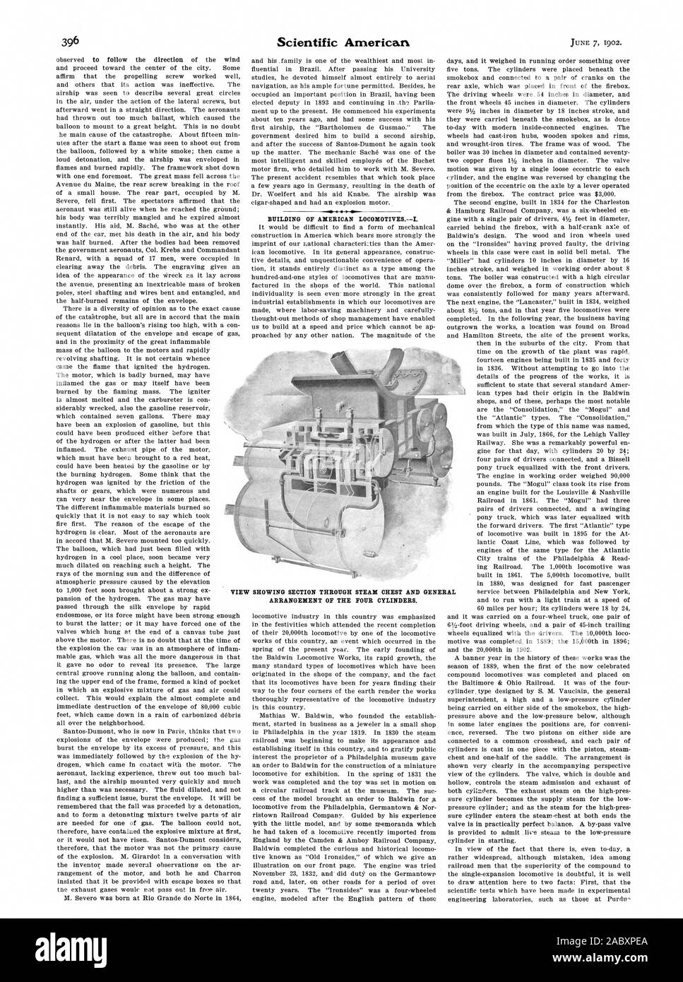Costruzione di American Locomotive. Disposizione dei quattro cilindri., Scientific American, 1902-06-07 Foto Stock