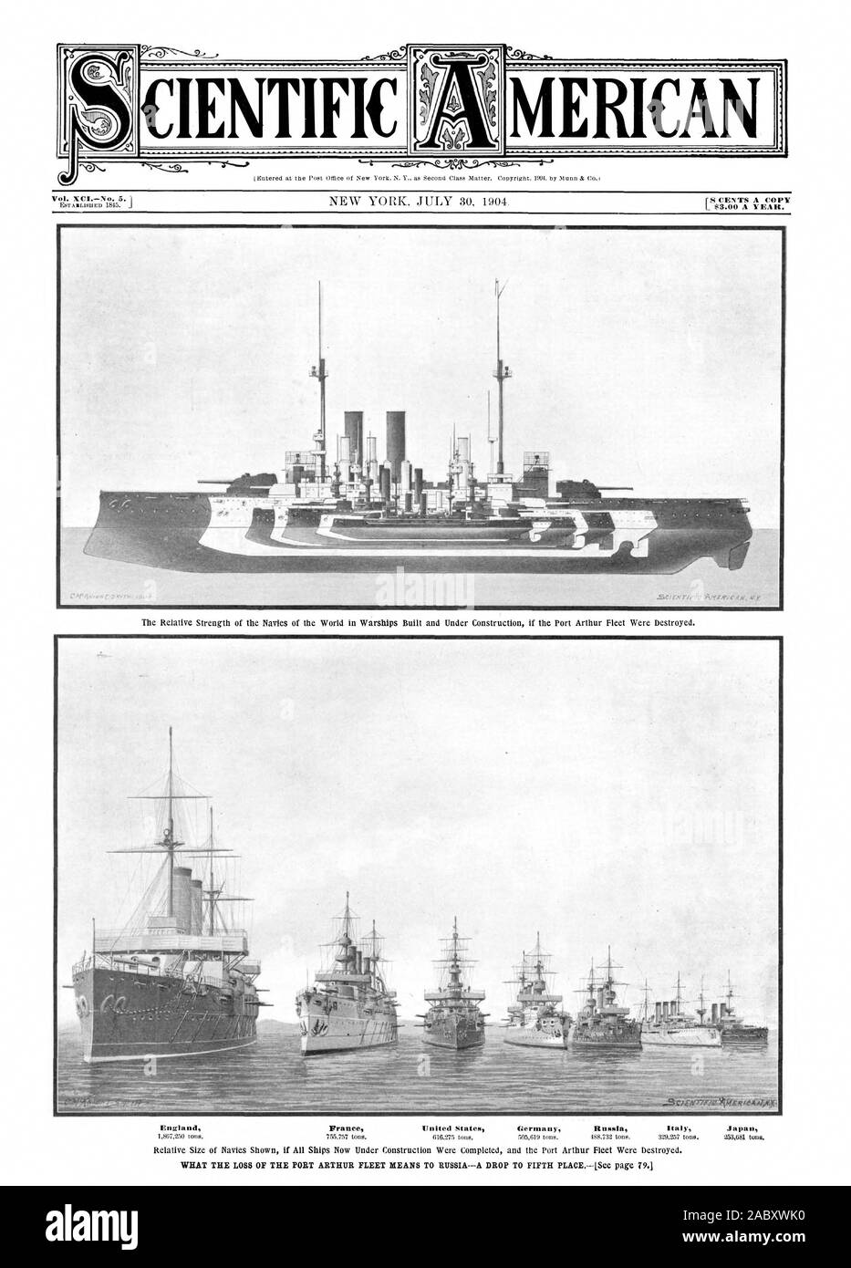 Vol. TCINo. 5. 1 centesimi UNA COPIA L 83.00 l'anno. MERICAN SCIENTIFICA, Scientific American, 1904-07-30 Foto Stock